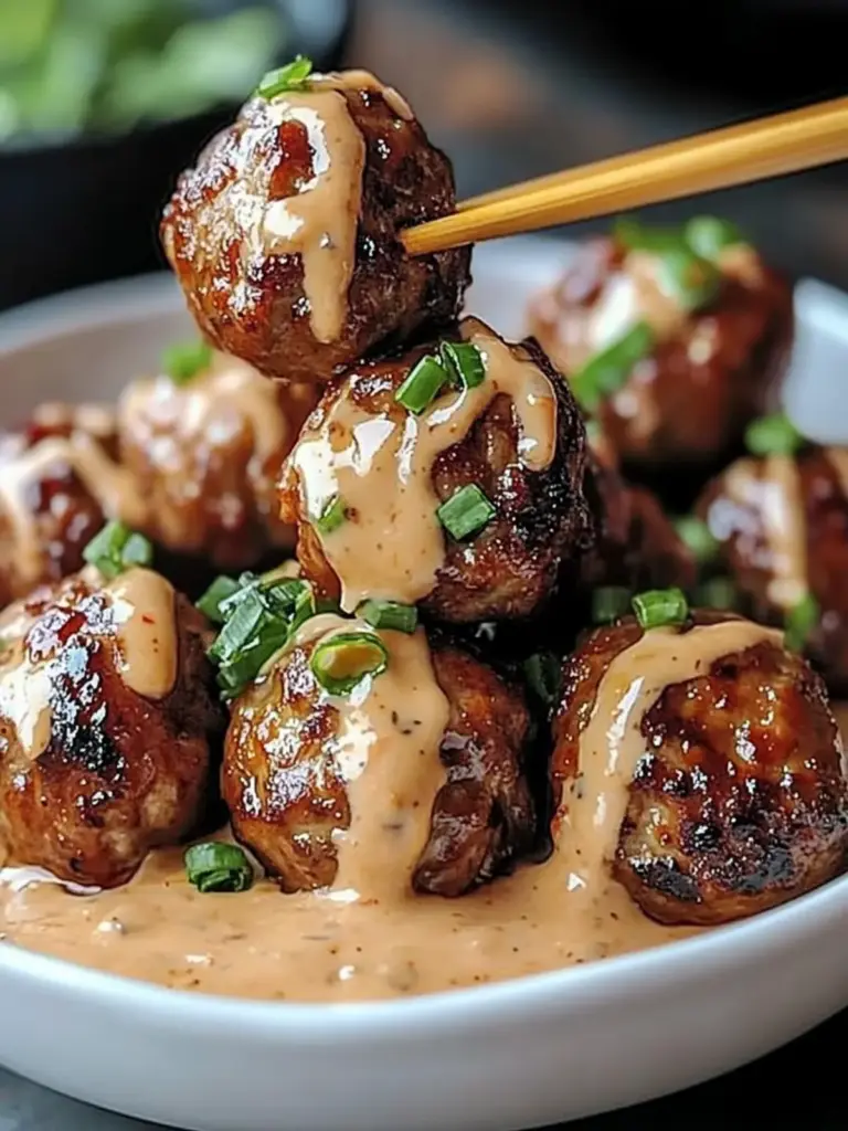 Korean BBQ Meatballs with Spicy Mayo Dip