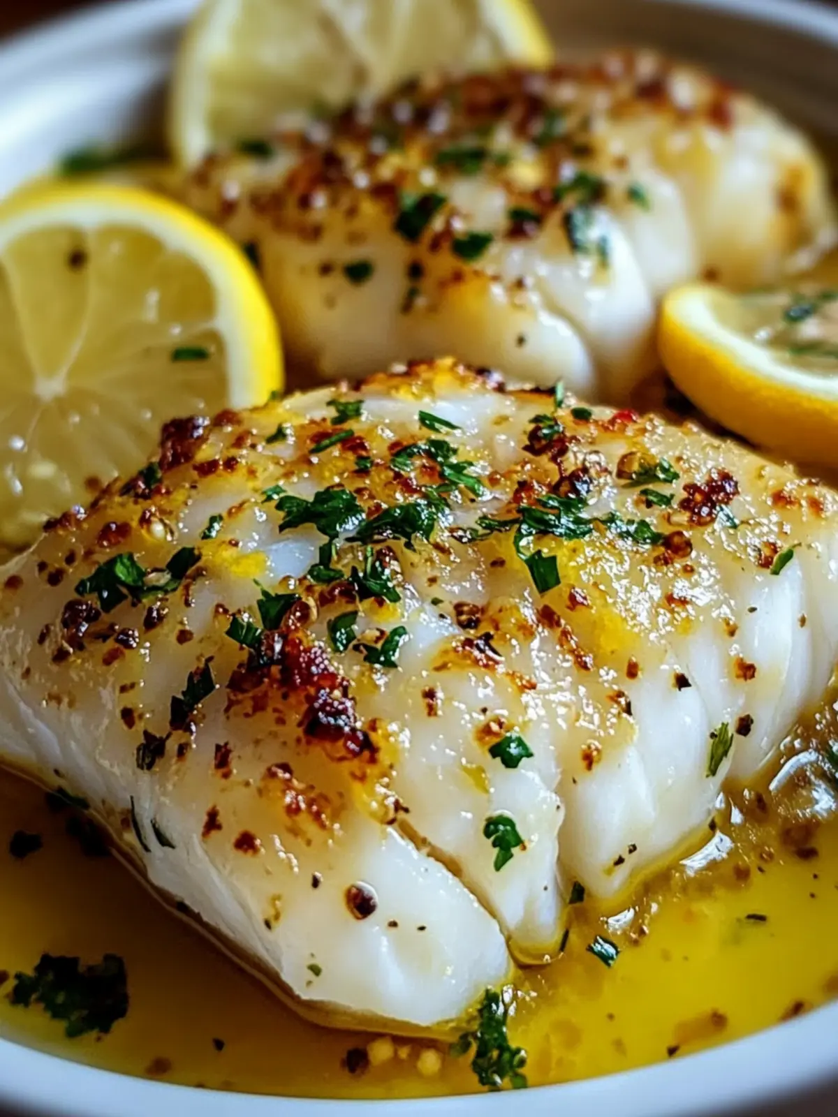 Baked Lemon-Garlic Cod with Butter Sauce