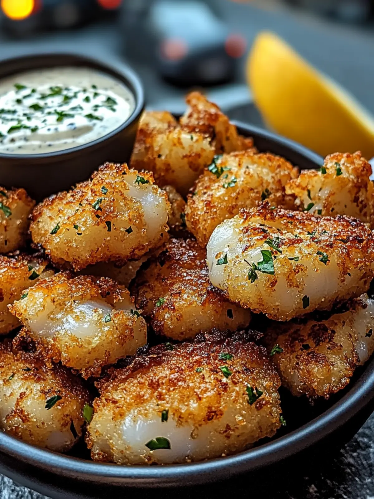Crispy Garlic Cod Bites with Zesty Lemon Herb Dip Delight 3 Crispy Garlic Cod Bites with Creamy Lemon Herb Dip