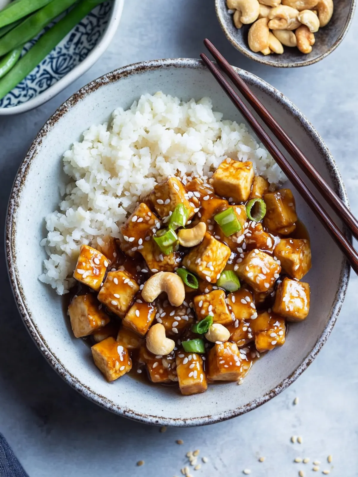 Sticky Ginger Cashew Tofu