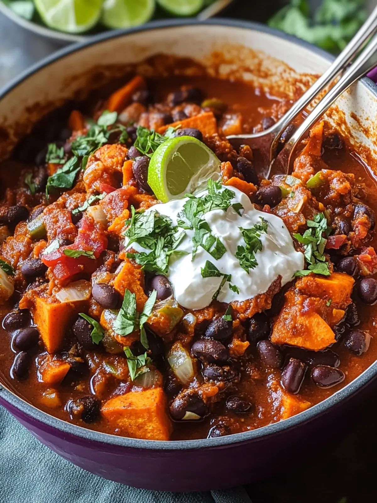Smoky Sweet Potato and Black Bean Chili with Herby Yogurt Bliss 2 Smoky Sweet Potato and Black Bean Chili with Herby Yogurt