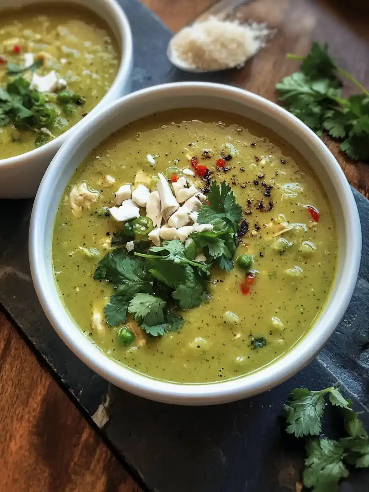 Spicy Green Chili Cream Chicken Soup