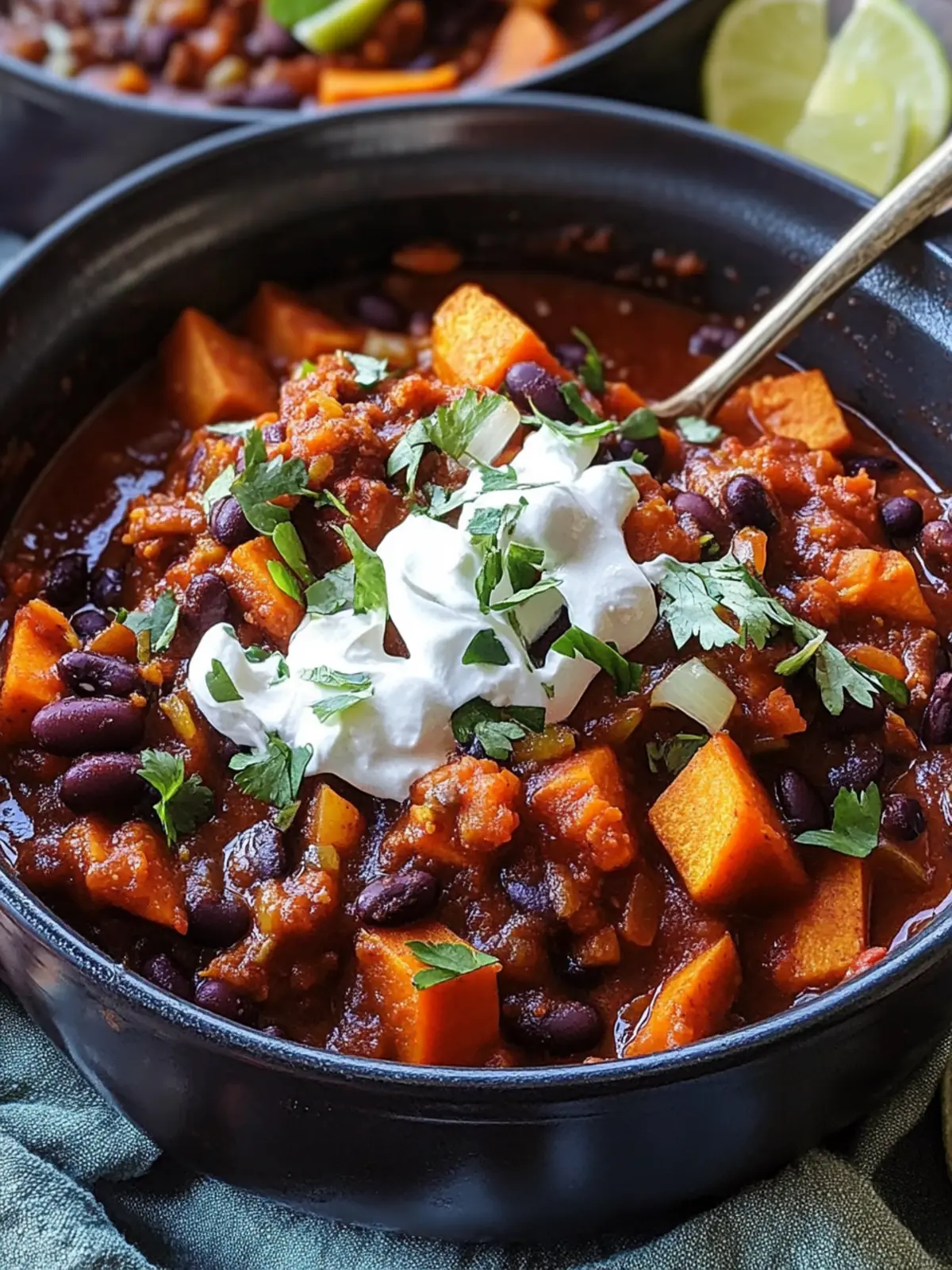 Smoky Sweet Potato and Black Bean Chili with Herby Yogurt 3 Smoky Sweet Potato and Black Bean Chili