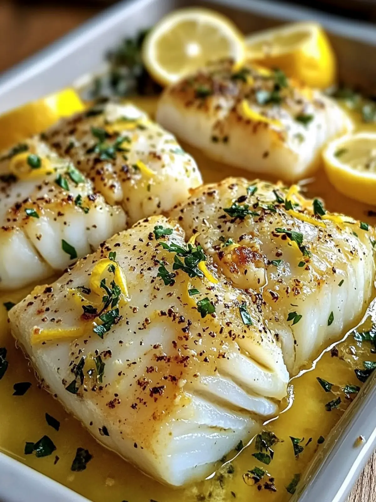Baked Lemon-Garlic Cod with Butter Sauce