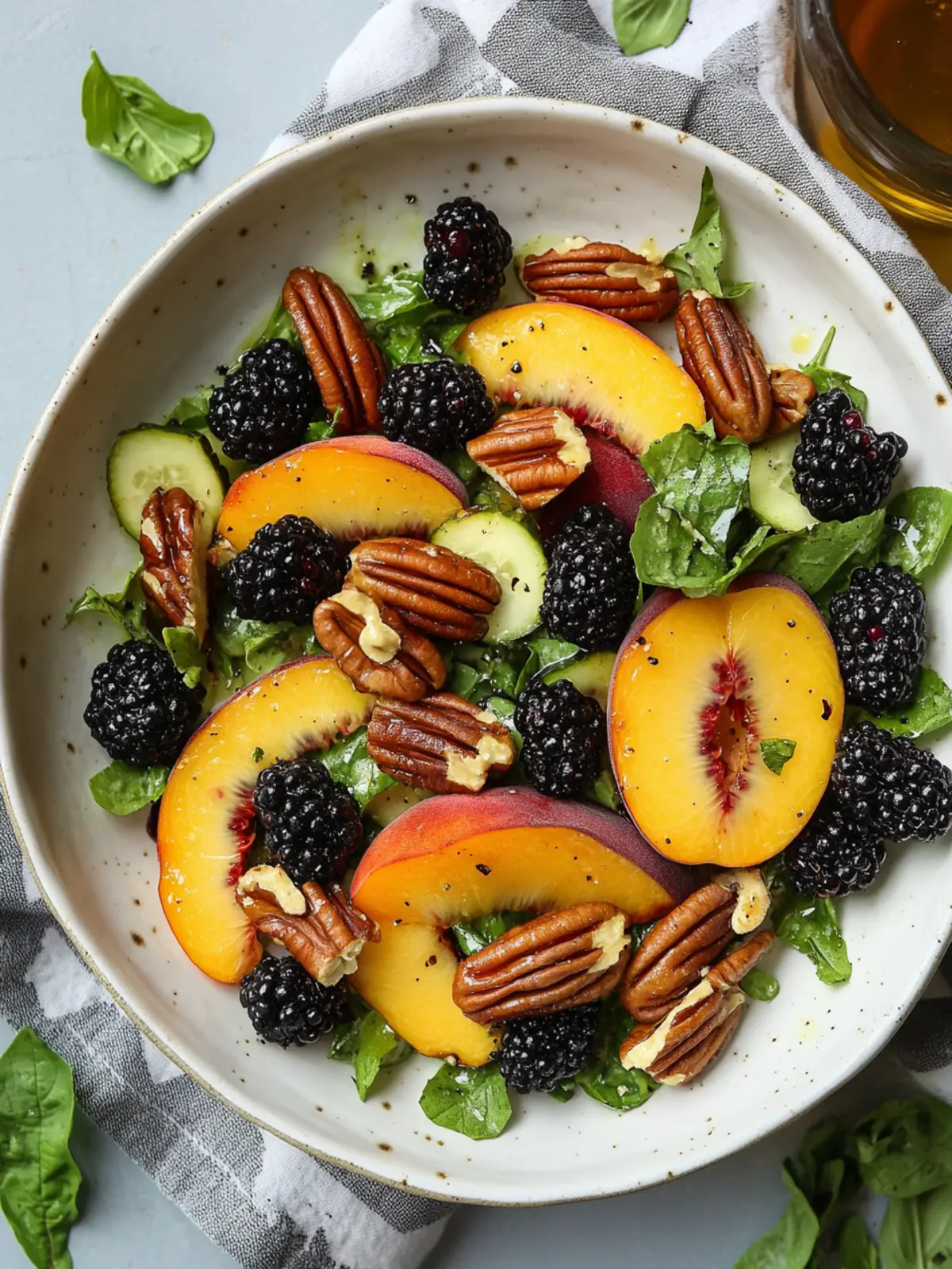 Grilled Peach Salad With Pecans and Blackberries: A Summer Delight 2 Grilled Peach Salad With Pecans and Blackberries