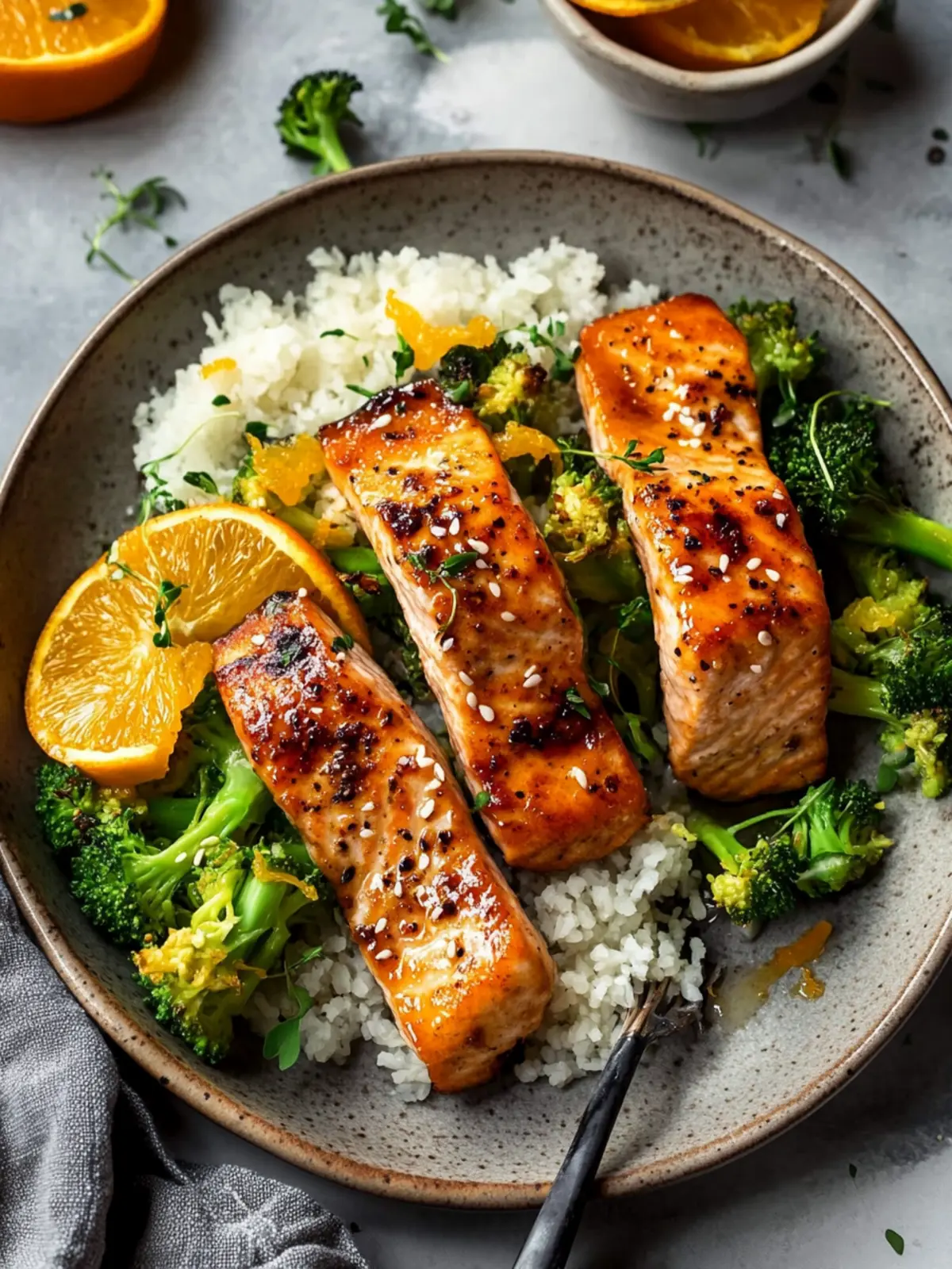 Delicious Pan Fried Orange Salmon with Rice and Broccoli 3 Pan Fried Orange Salmon