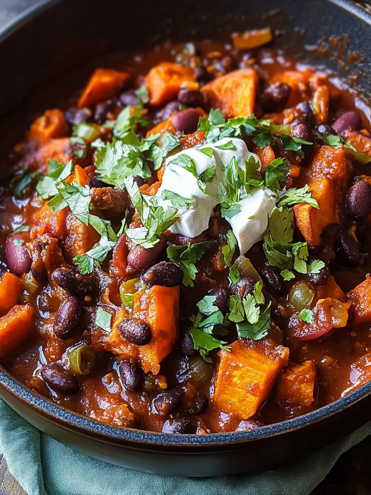 Smoky Sweet Potato and Black Bean Chili with Herby Yogurt 4 Smoky Sweet Potato and Black Bean Chili