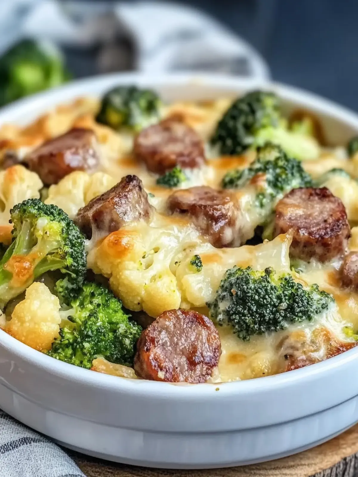 Keto Broccoli & Cauliflower Au Gratin with Sausage Bliss 5 Keto Broccoli & Cauliflower Au Gratin with Sausage