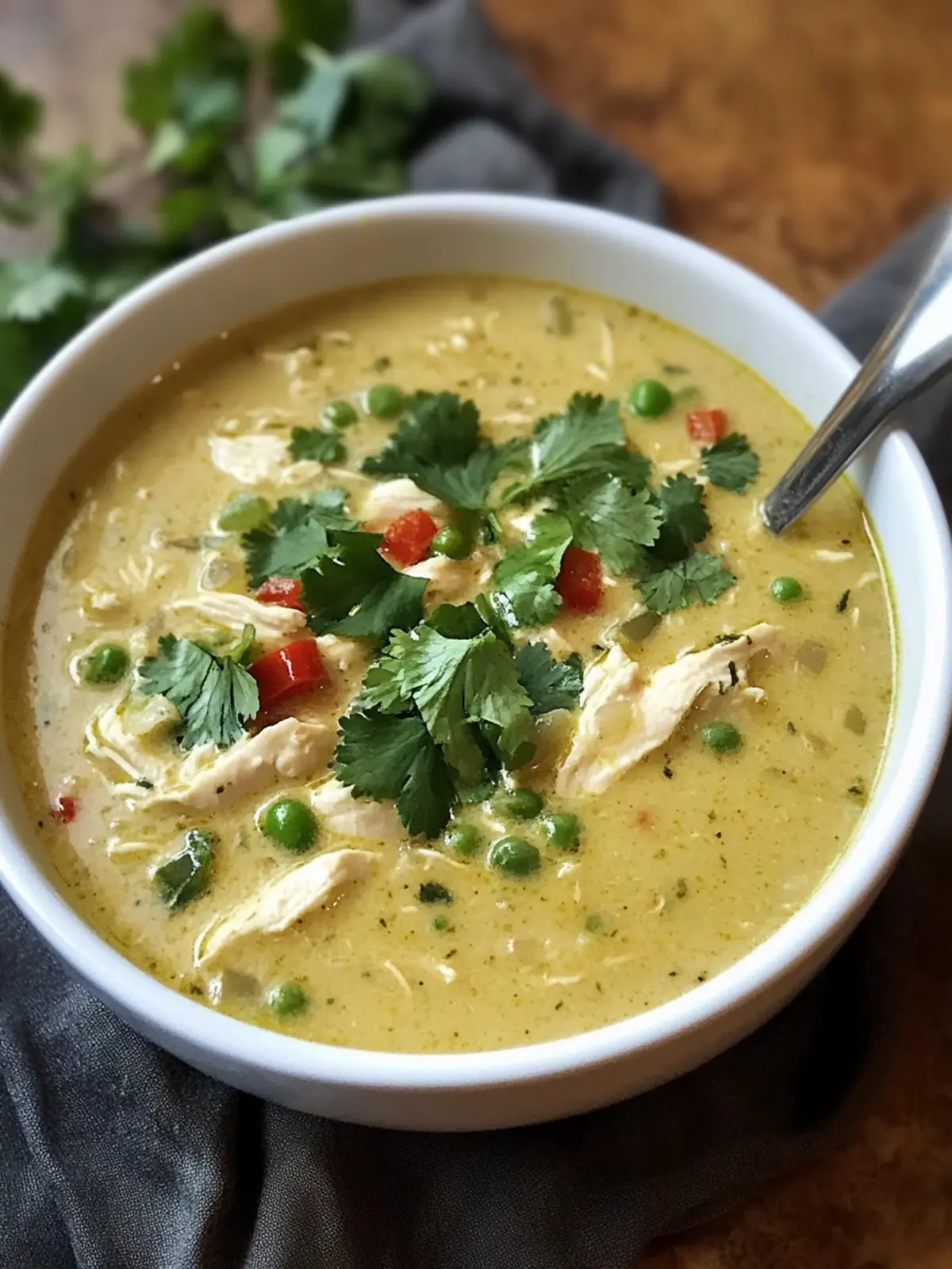 Spicy Green Chili Cream Chicken Soup