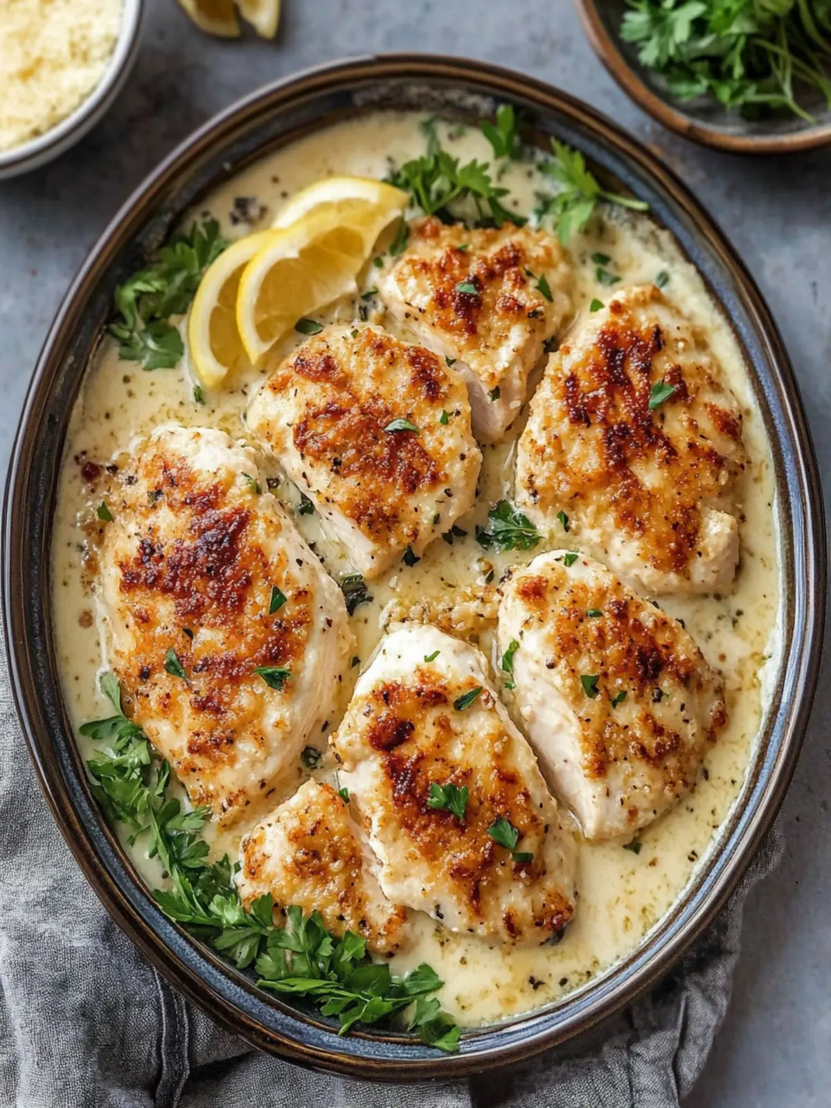 Creamy Parmesan Baked Caesar Chicken