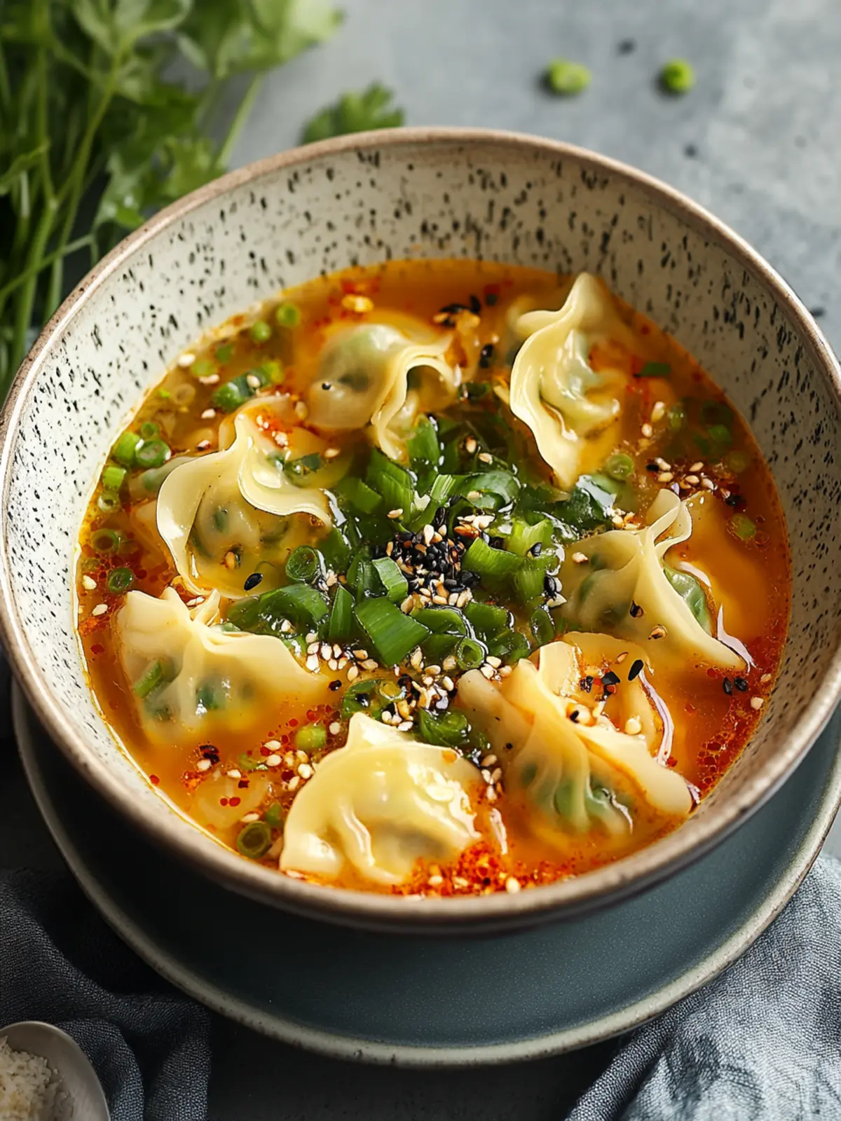 Wonton Soup with Spicy Broth