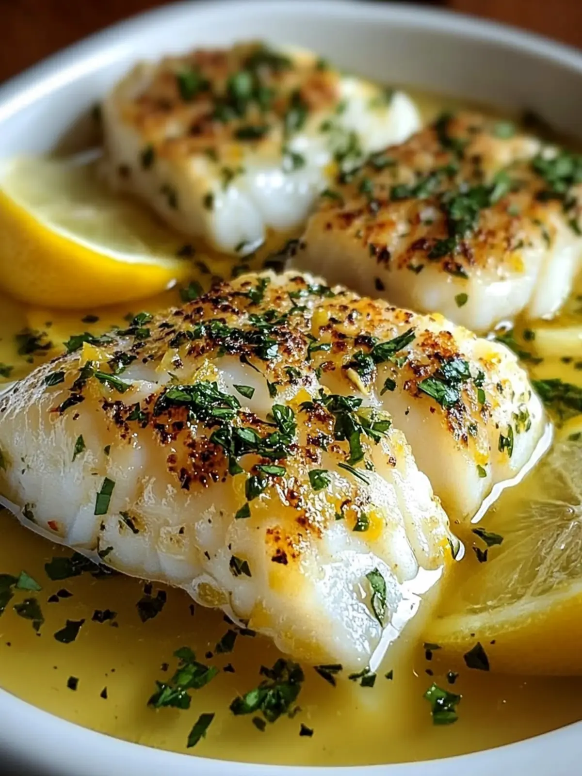 Baked Lemon-Garlic Cod with Butter Sauce