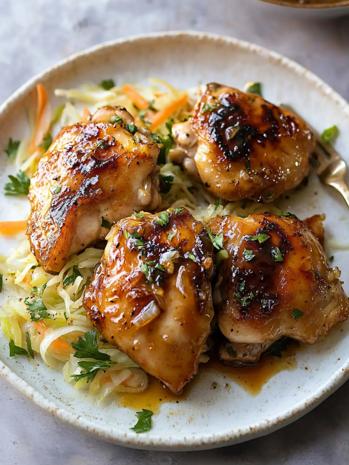 Sticky Honey Mustard Chicken Thighs with Crunchy Slaw Bliss 4 Sticky Honey Mustard Chicken Thighs