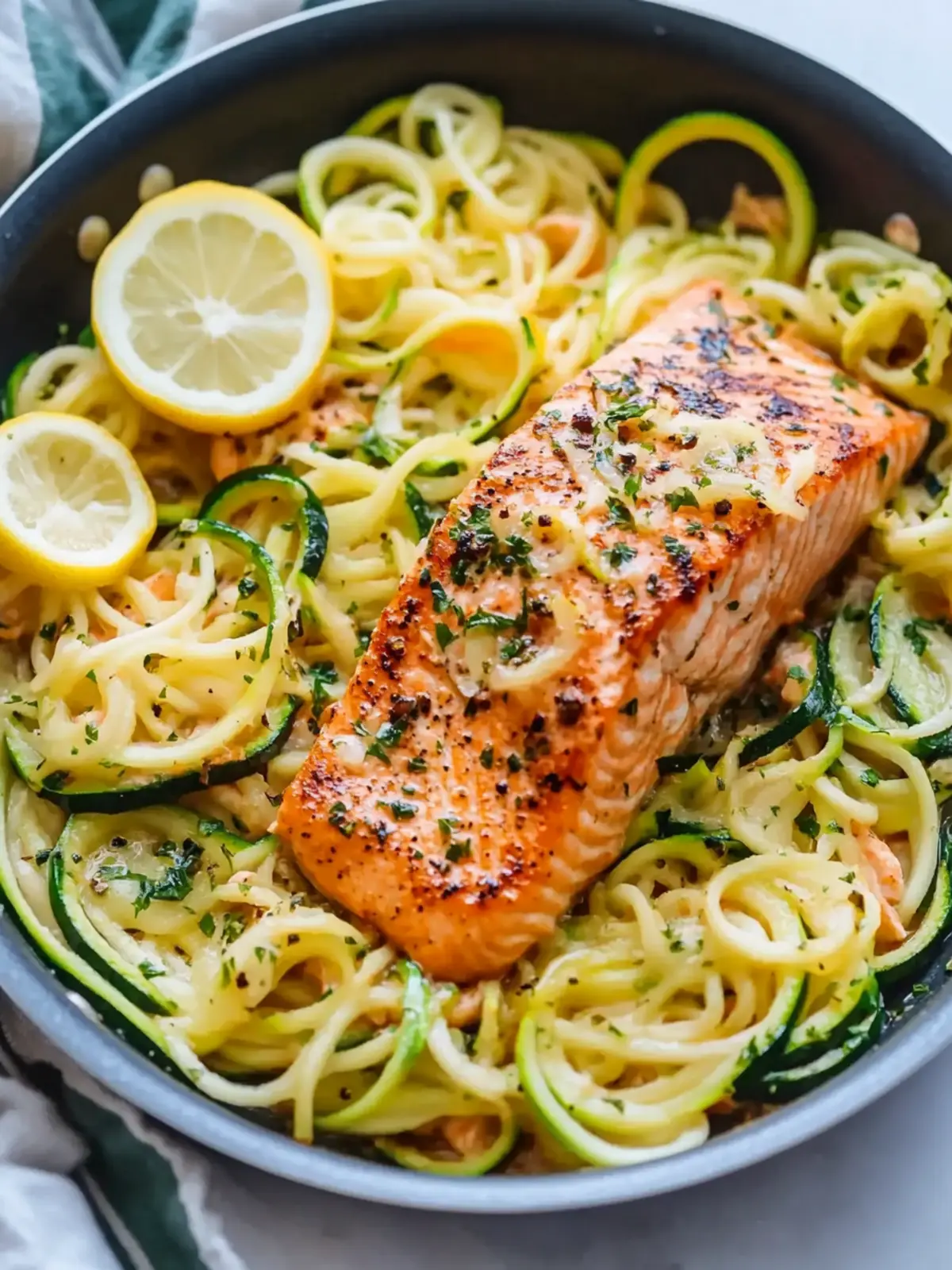 One Pan Lemon Garlic Butter Salmon with Zucchini Noodles Delight 4 One Pan Lemon Garlic Butter Salmon and Zucchini Noodles