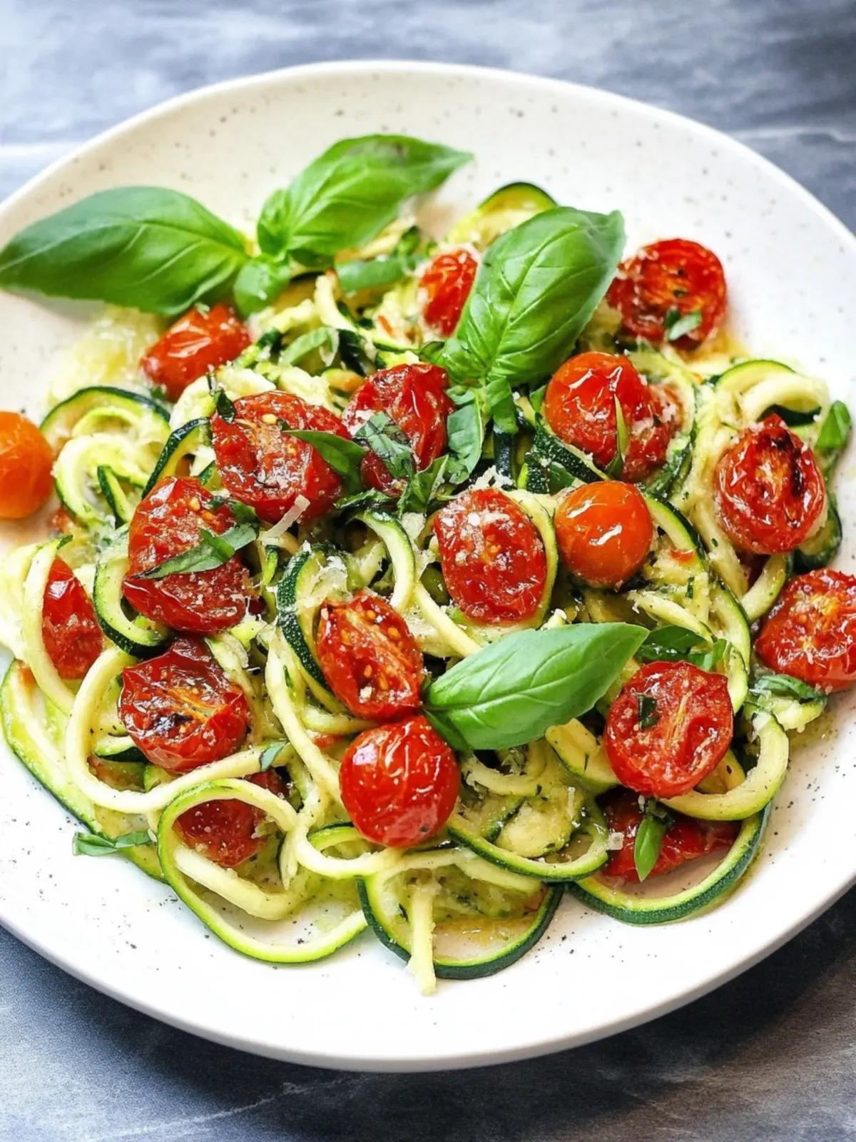 Zucchini Zoodles with Roasted Cherry Tomato Garlic Sauce Magic 3 Zucchini Zoodles with Roasted Cherry Tomato Garlic Sauce