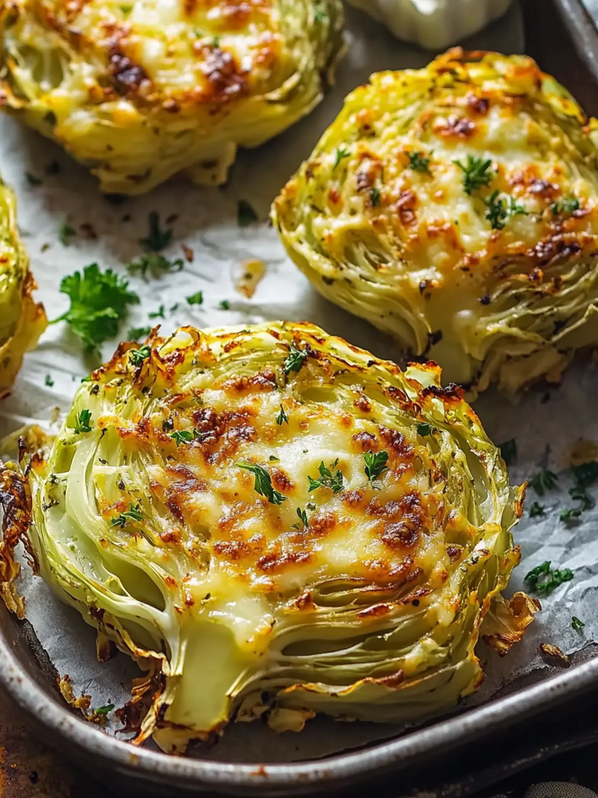 Crispy Cabbage Steaks with Cheese