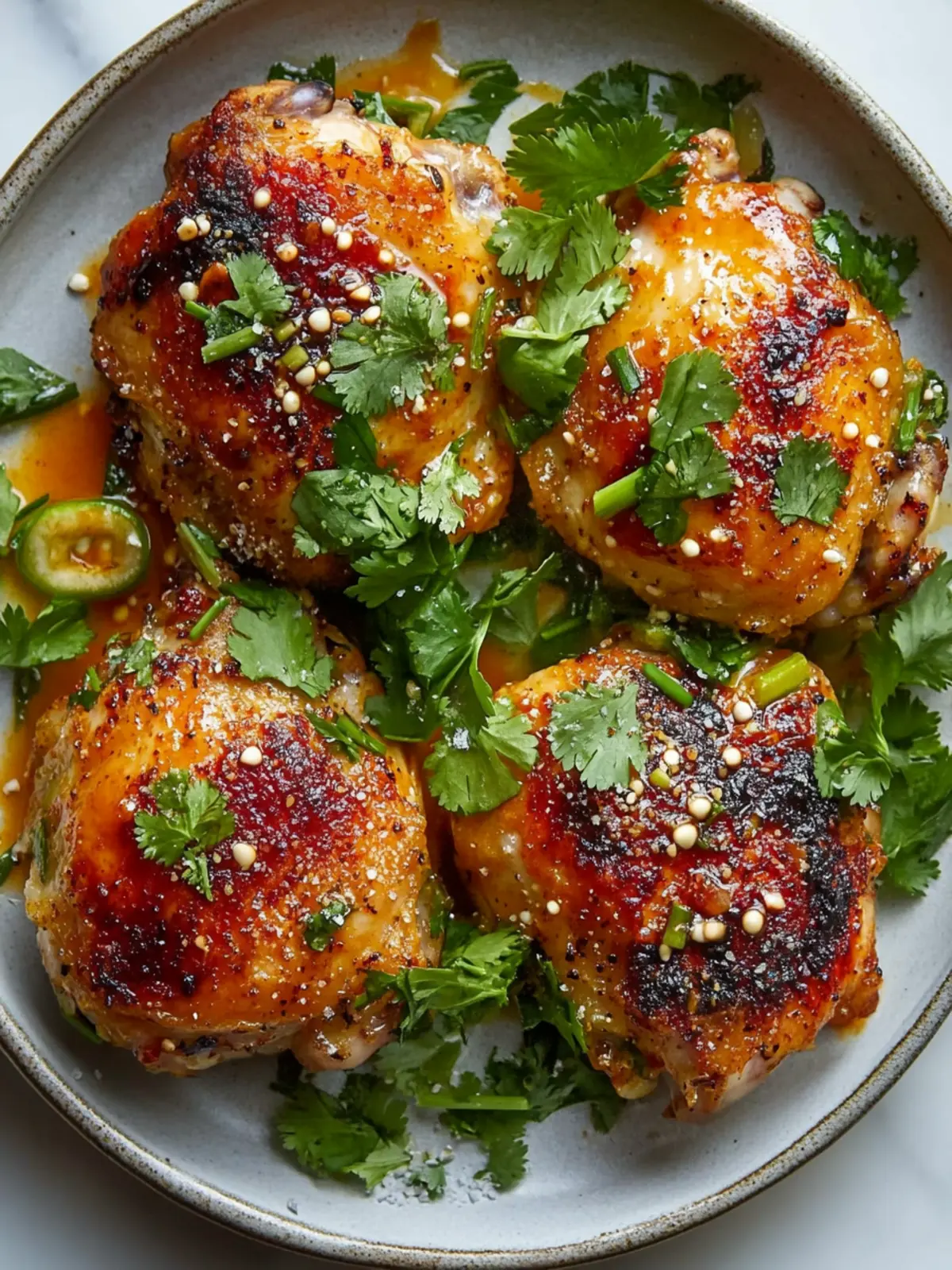 Baked Bang Bang Chicken Thighs with Scallions and Cilantro Bliss 4 Baked Bang Bang Chicken Thighs with Scallions and Cilantro