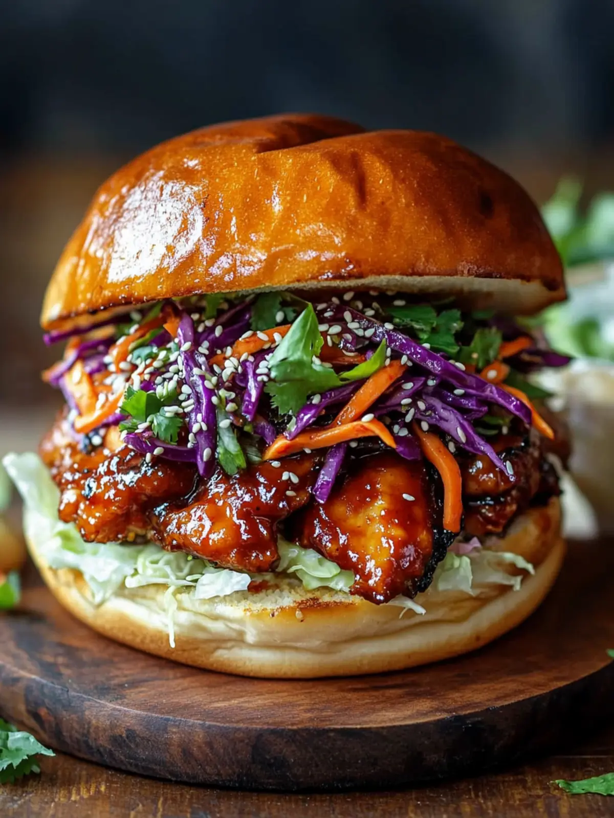 Spicy Korean BBQ Chicken Sandwich with Crispy Slaw Delight 2 Spicy Korean BBQ Chicken Sandwich with Crispy Slaw