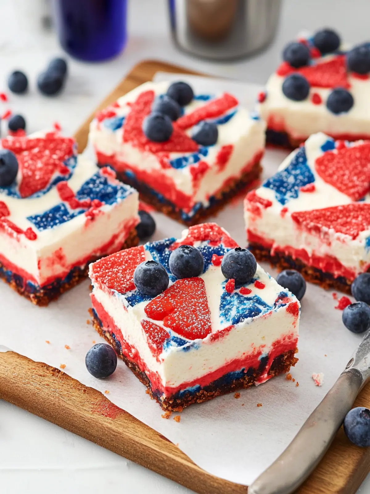 No-Bake Red, White, and Blue Cheesecake Bars for Summer Fun 5 No-Bake Red, White, and Blue Cheesecake Bars