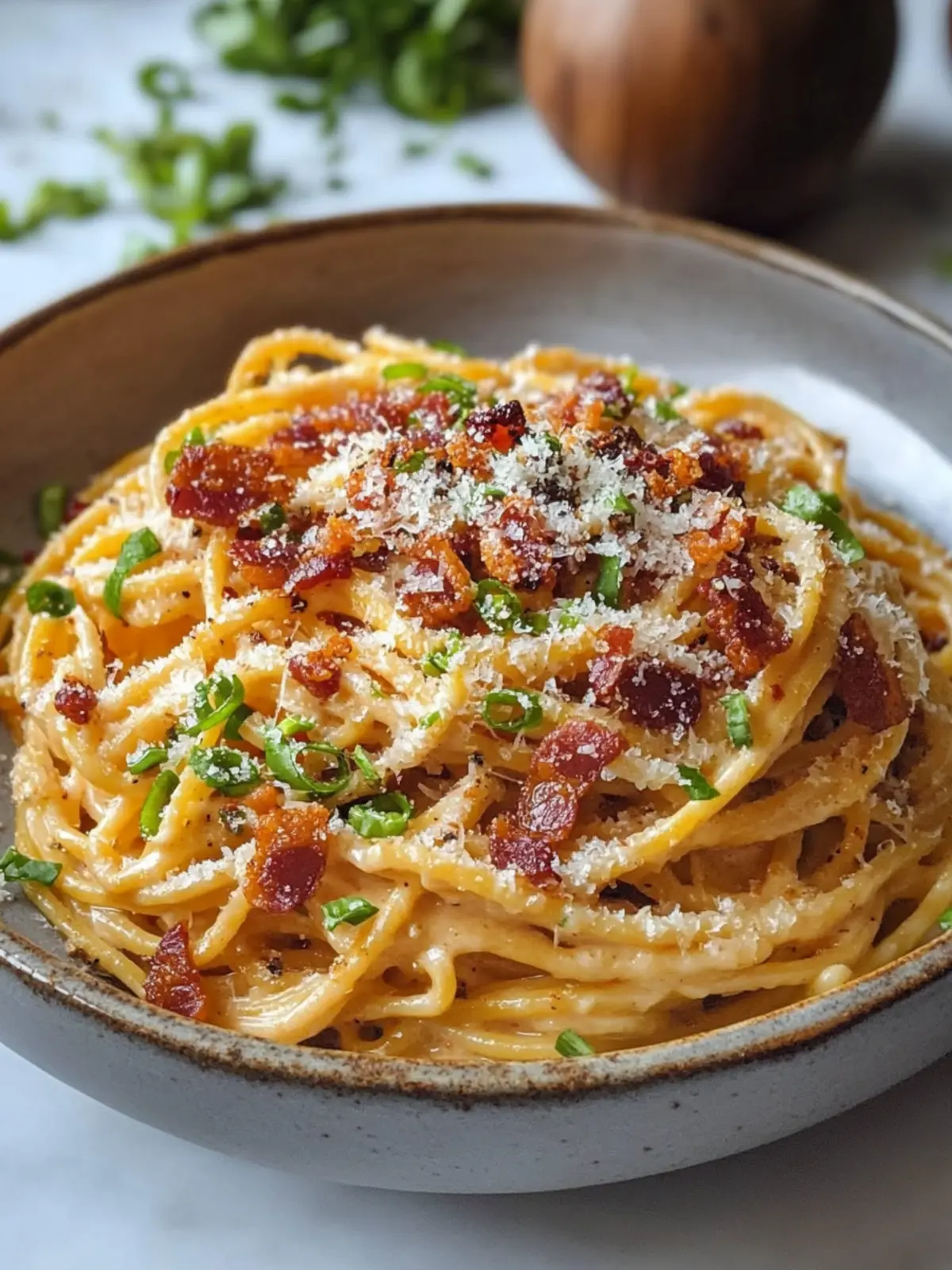 Creamy Gochujang Carbonara with Crispy Bacon Bits Bliss 2 Creamy Gochujang Carbonara with Crispy Bacon Bits