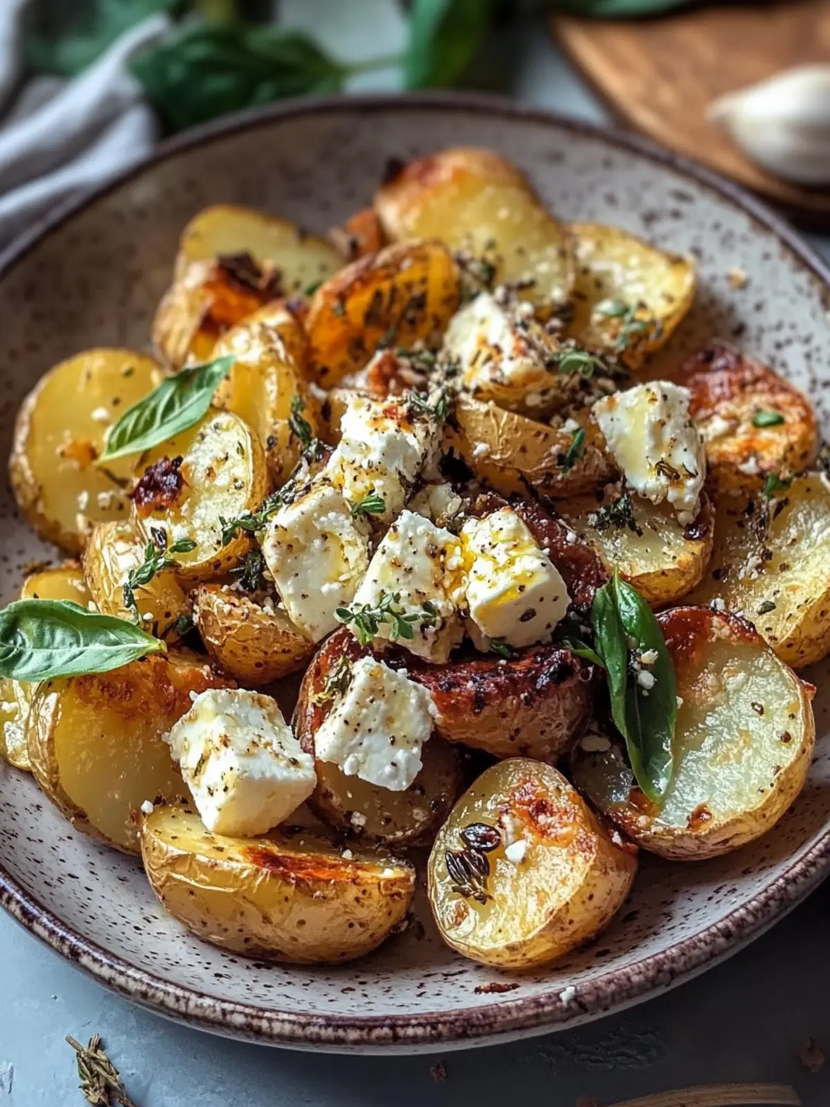 Roasted Potatoes with Baked Feta and Garlic