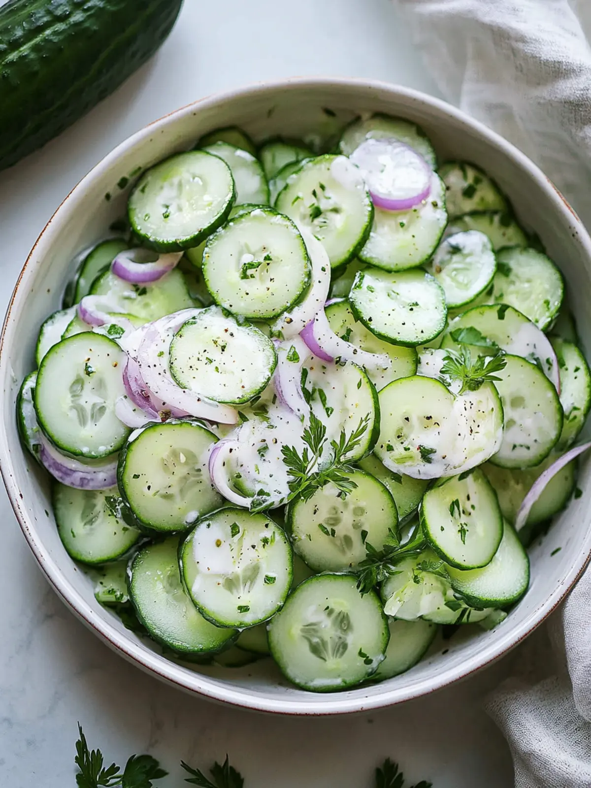 Delicious Creamy Cucumber Salad in Just 5 Minutes 3 Creamy Cucumber Salad