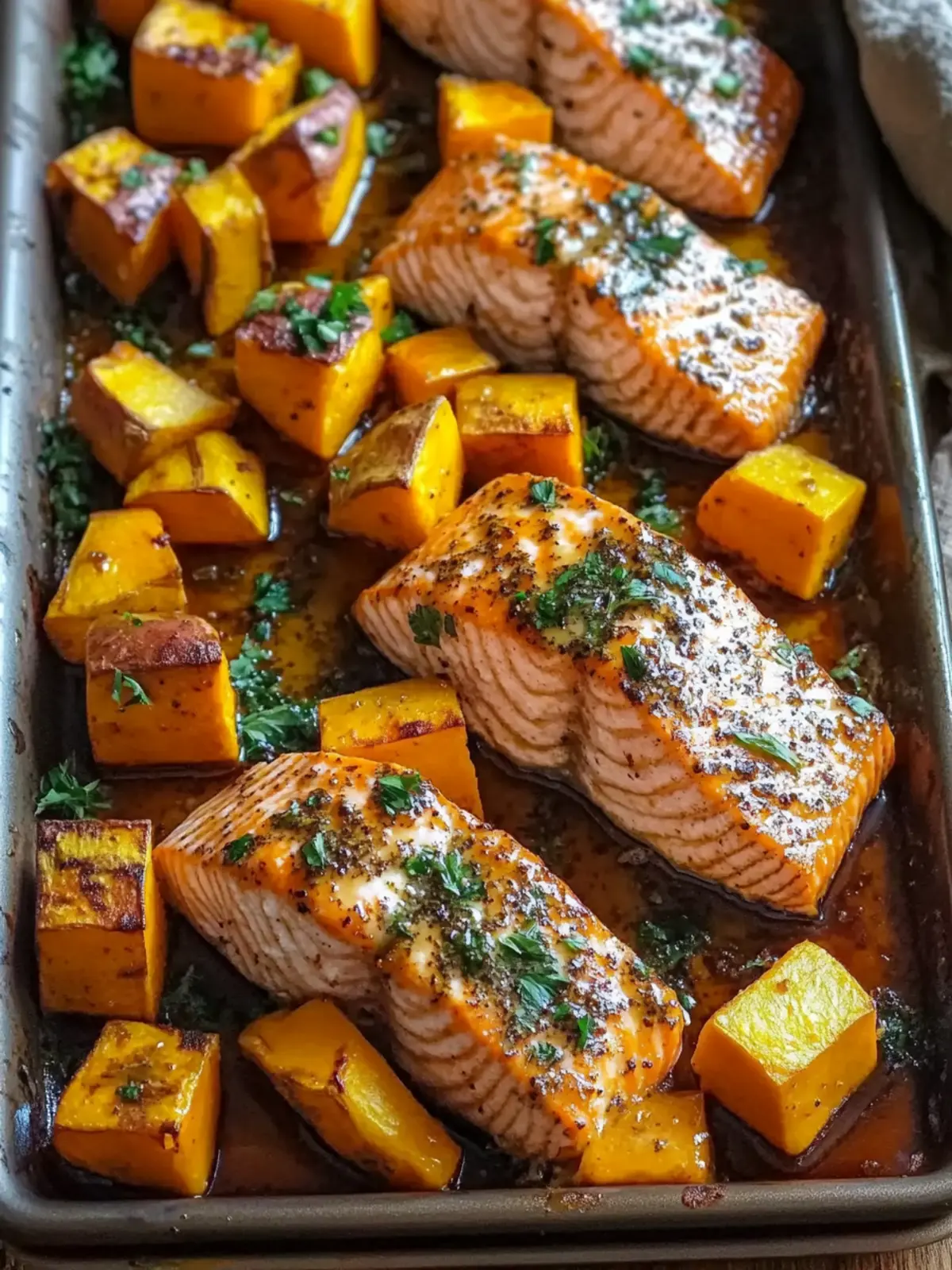 Sheet Pan Maple Dijon Glazed Salmon & Sweet Potatoes Bliss 5 Sheet Pan Maple Dijon Glazed Salmon with Sweet Potatoes