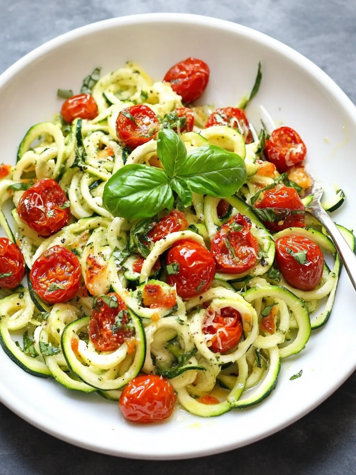 Zucchini Zoodles with Roasted Cherry Tomato Garlic Sauce Magic 4 Zucchini Zoodles with Roasted Cherry Tomato Garlic Sauce