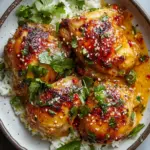 Baked Bang Bang Chicken Thighs with Scallions and Cilantro