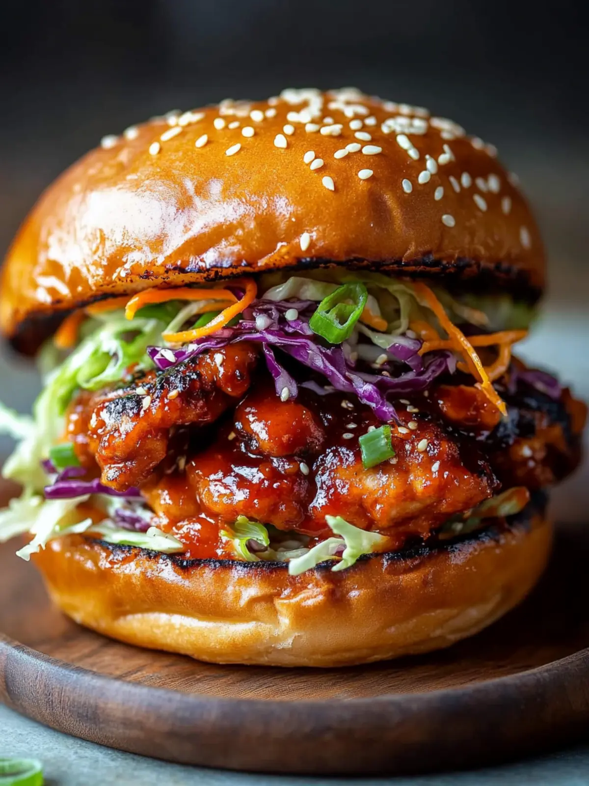 Spicy Korean BBQ Chicken Sandwich with Crispy Slaw Delight 3 Spicy Korean BBQ Chicken Sandwich with Crispy Slaw
