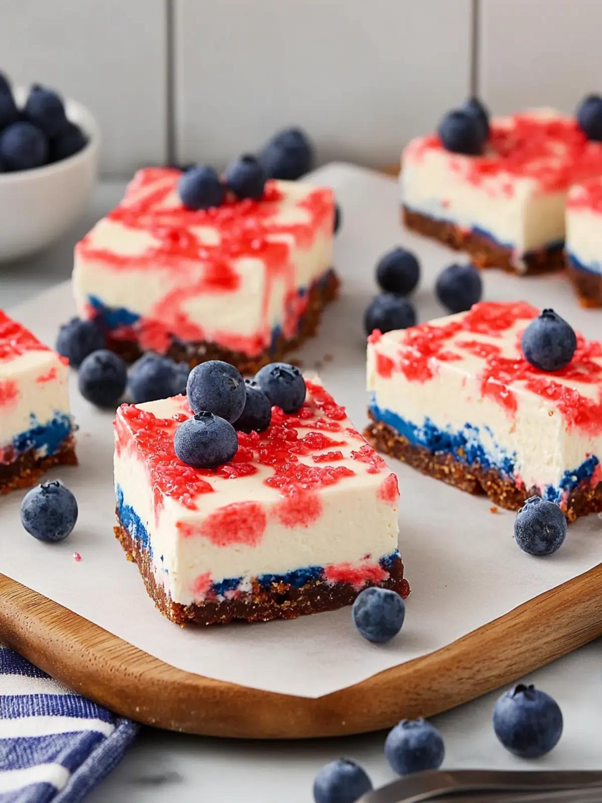 No-Bake Red, White, and Blue Cheesecake Bars for Summer Fun 4 No-Bake Red, White, and Blue Cheesecake Bars