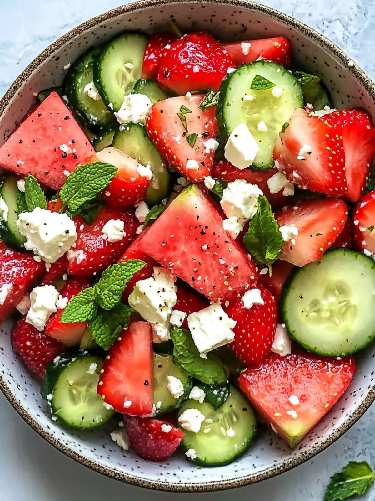 Refreshing Strawberry, Watermelon, Feta & Mint Cucumber Salad Bliss 5 Strawberry, Watermelon, Feta & Mint Cucumber Salad