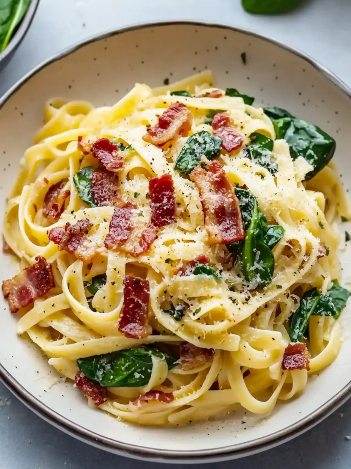 Quick and Easy 20-Minute Bacon and Spinach Pasta Delight 4 Easy 20-Minute Bacon and Spinach Pasta
