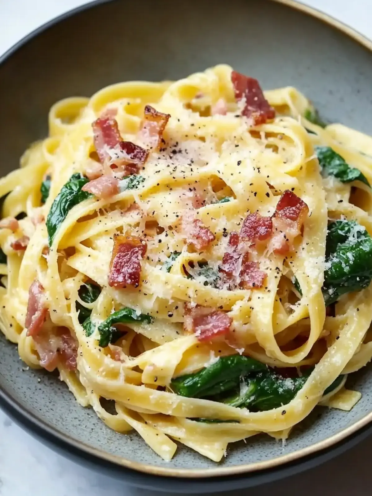 Quick and Easy 20-Minute Bacon and Spinach Pasta Delight 2 Easy 20-Minute Bacon and Spinach Pasta