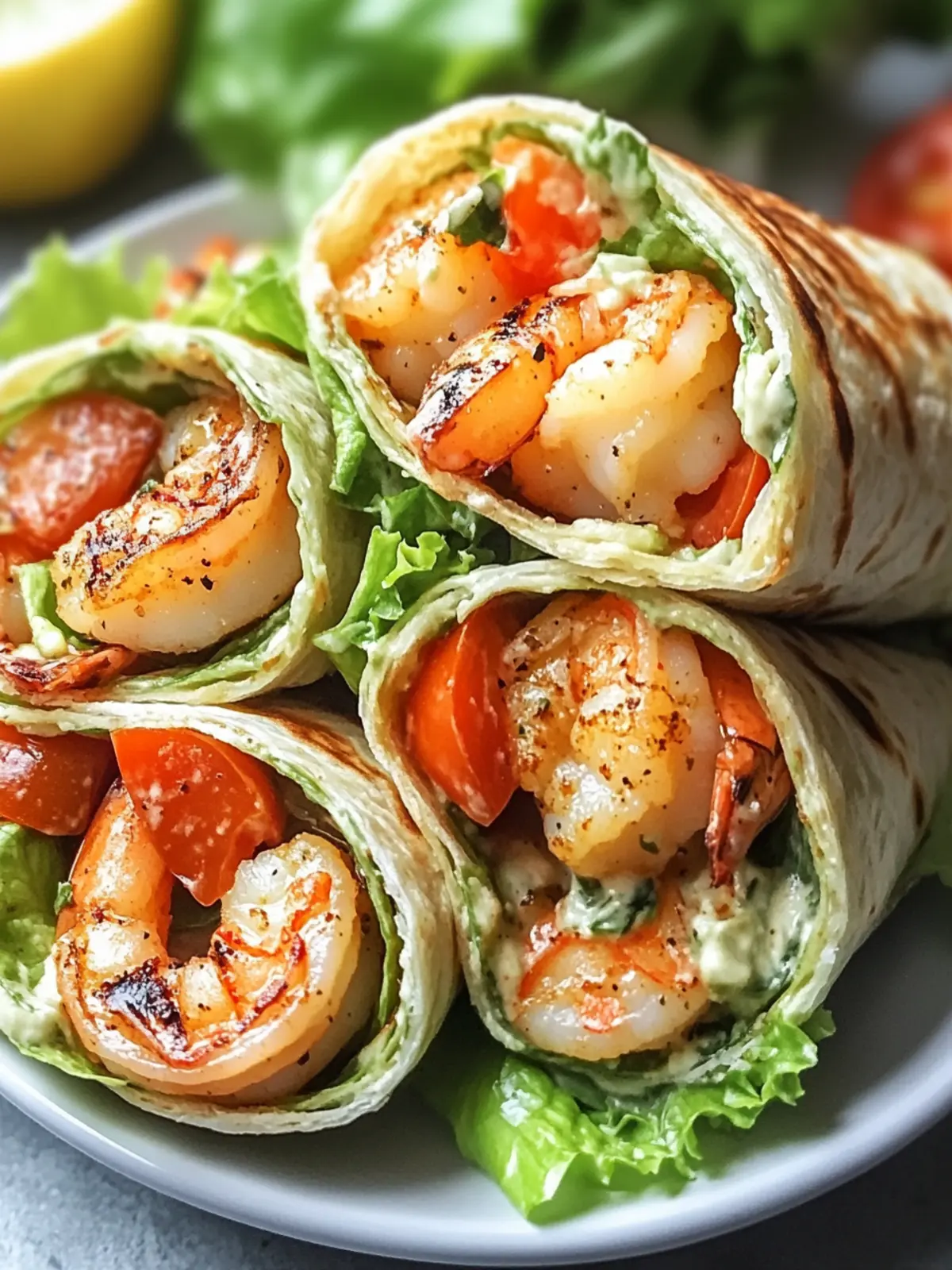 Zesty Grilled Shrimp Caesar Wraps