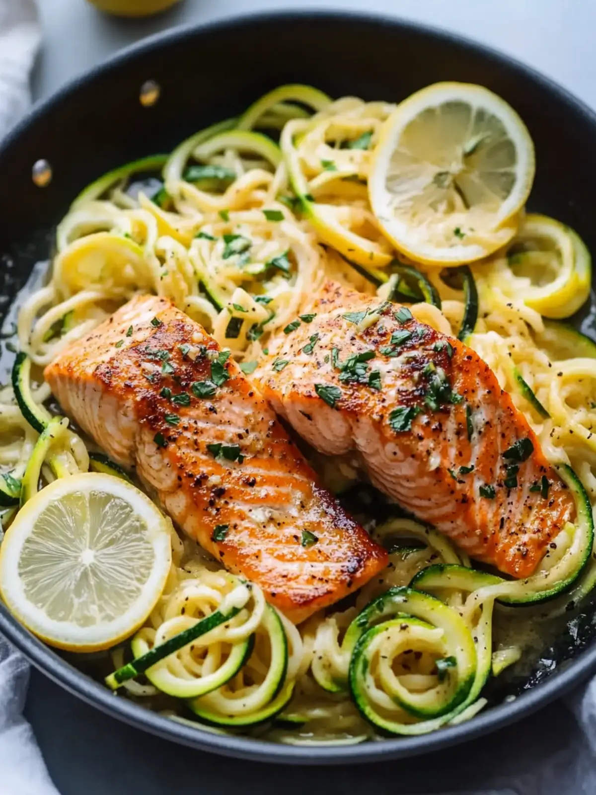 One Pan Lemon Garlic Butter Salmon with Zucchini Noodles Delight 5 One Pan Lemon Garlic Butter Salmon and Zucchini Noodles