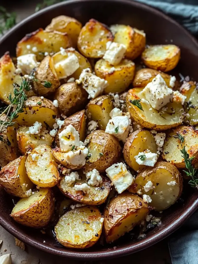 Roasted Potatoes with Baked Feta and Garlic