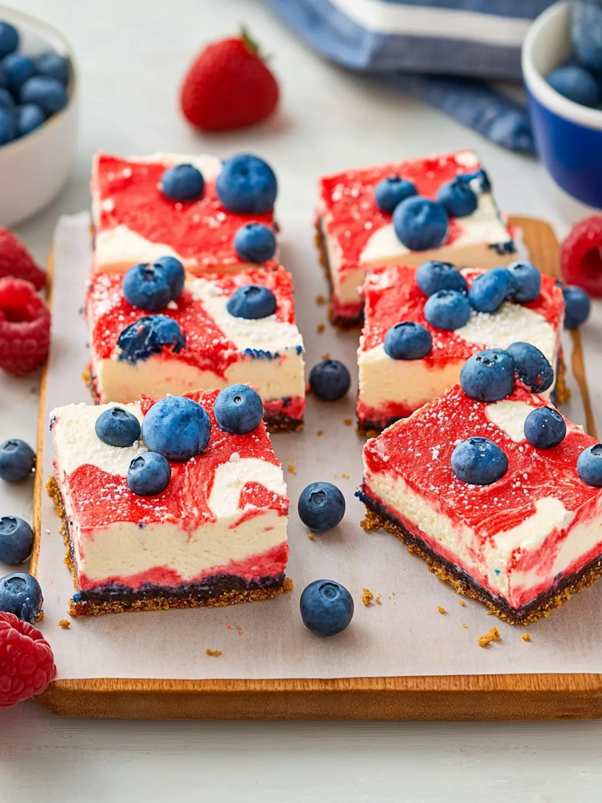 No-Bake Red, White, and Blue Cheesecake Bars for Summer Fun 2 No-Bake Red, White, and Blue Cheesecake Bars
