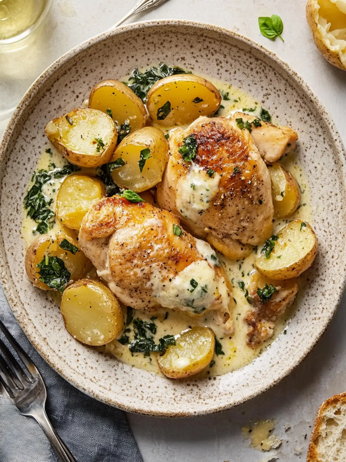 Chicken and Potatoes with Garlic Parmesan Cream Sauce