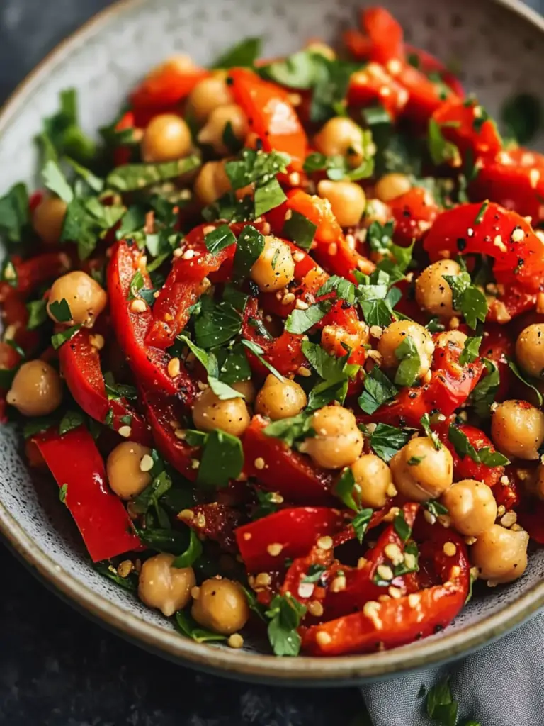 Roasted Red Pepper & Chickpea Salad with Smoked Paprika
