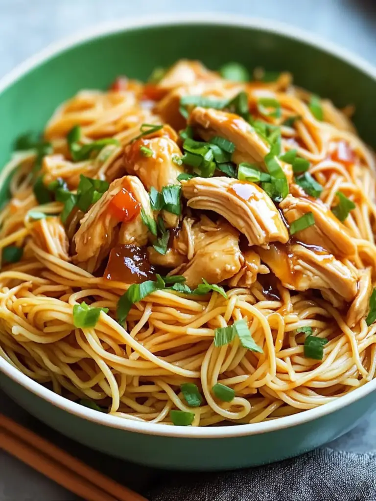 Slow Cooker Honey Garlic Chicken Noodles