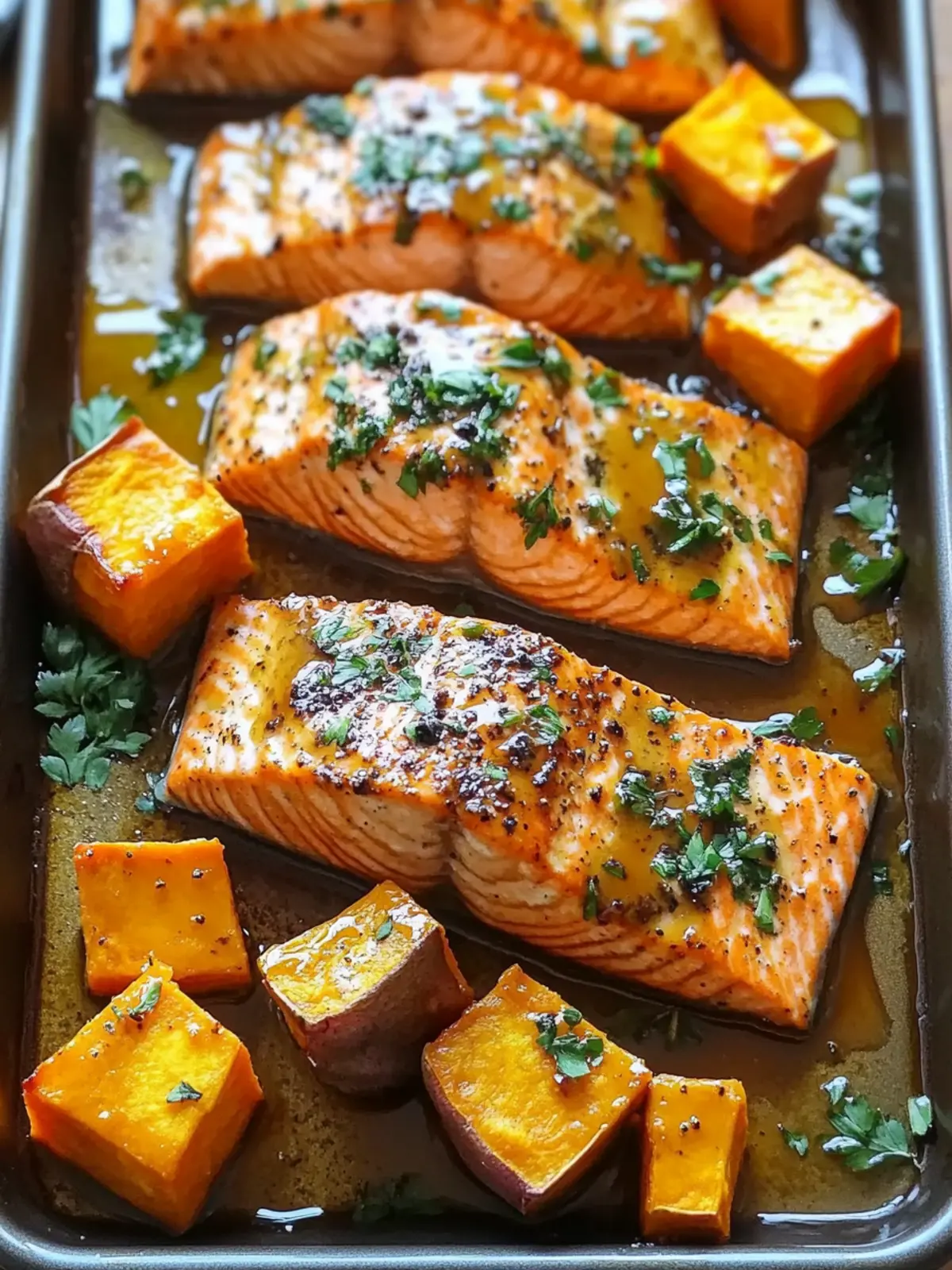 Sheet Pan Maple Dijon Glazed Salmon & Sweet Potatoes Bliss 3 Sheet Pan Maple Dijon Glazed Salmon with Sweet Potatoes
