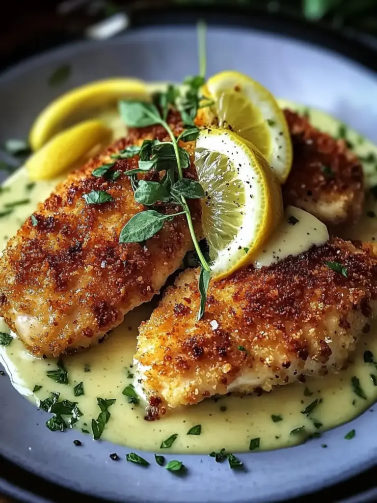 Parmesan Crusted Chicken with Creamy Lemon Sauce