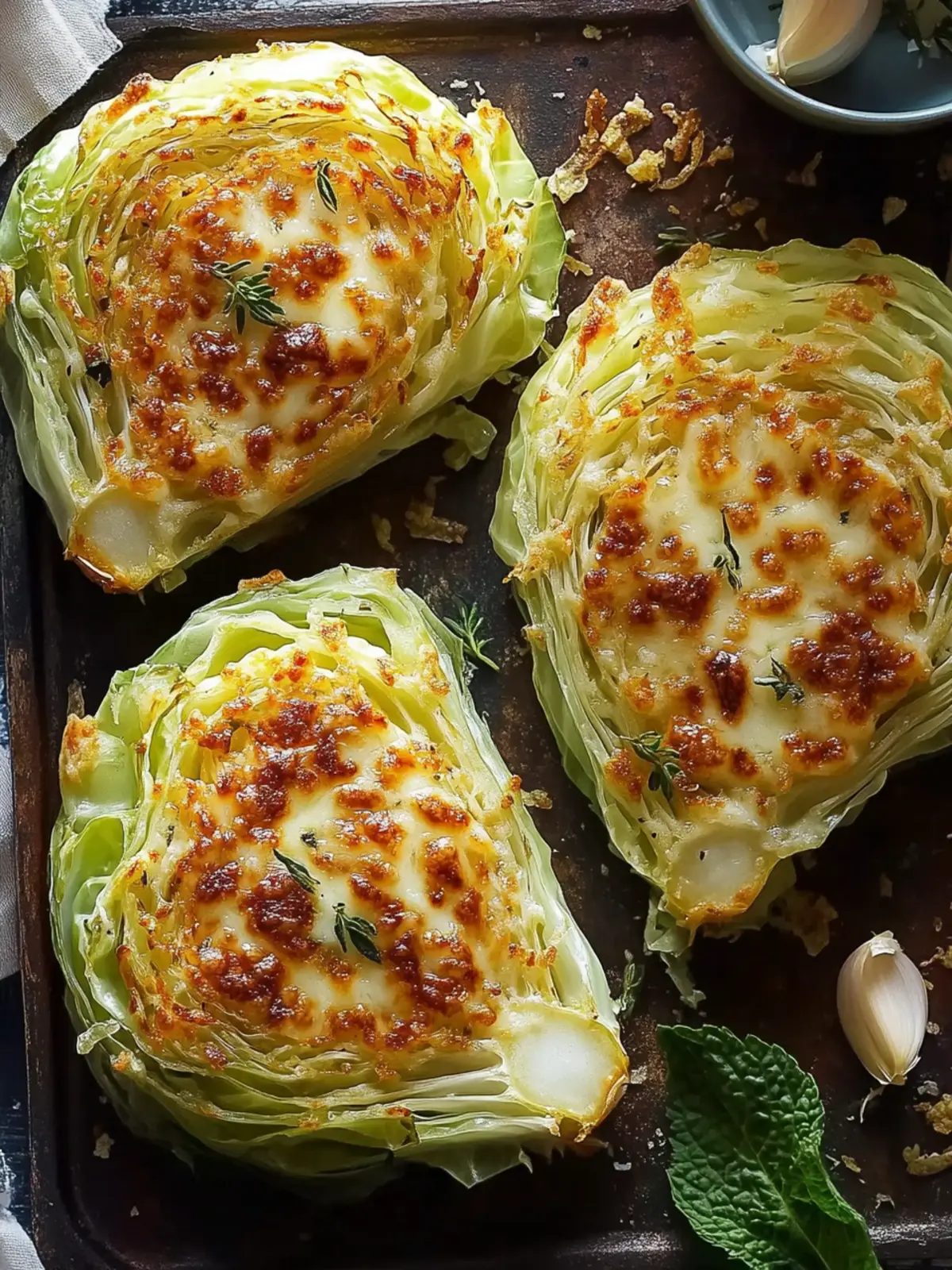 Crispy Cabbage Steaks with Cheese