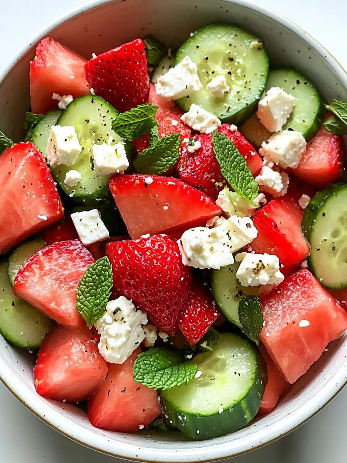 Refreshing Strawberry, Watermelon, Feta & Mint Cucumber Salad Bliss 4 Strawberry, Watermelon, Feta & Mint Cucumber Salad