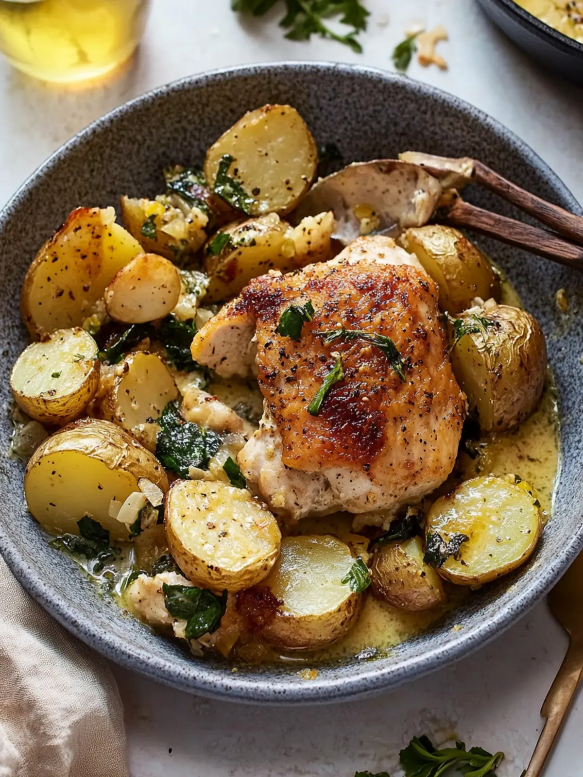 Chicken and Potatoes with Garlic Parmesan Cream Sauce