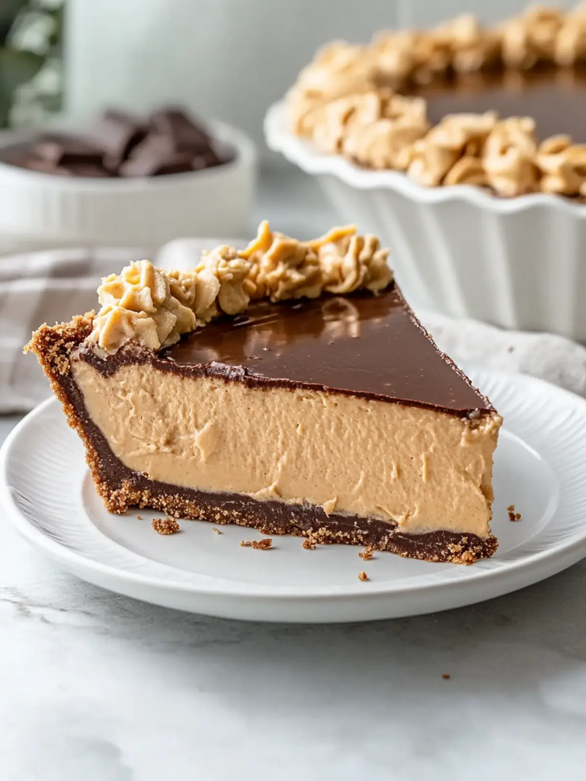 Easy No Bake Chocolate Peanut Butter Pie