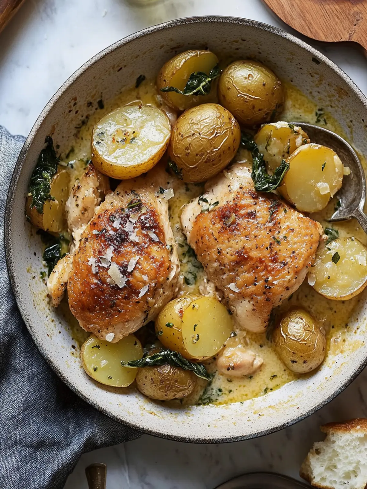 Chicken and Potatoes with Garlic Parmesan Cream Sauce