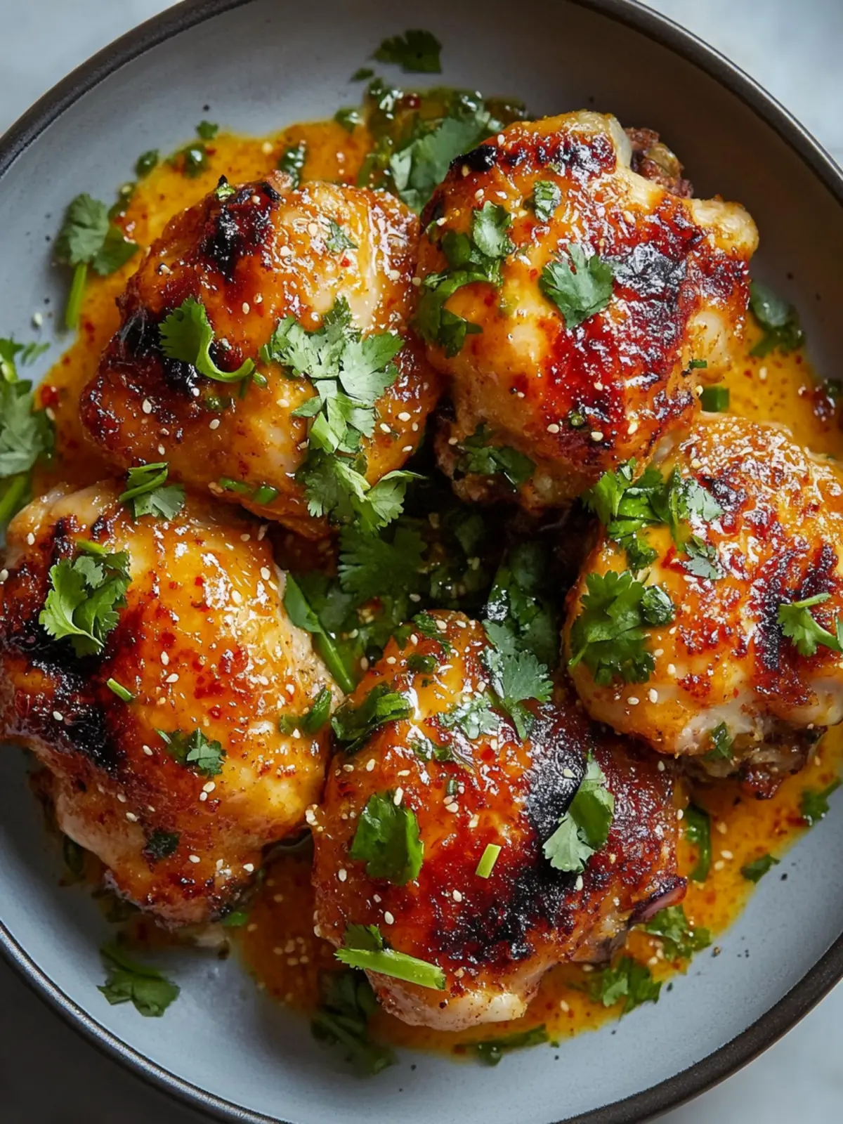 Baked Bang Bang Chicken Thighs with Scallions and Cilantro Bliss 2 Baked Bang Bang Chicken Thighs with Scallions and Cilantro