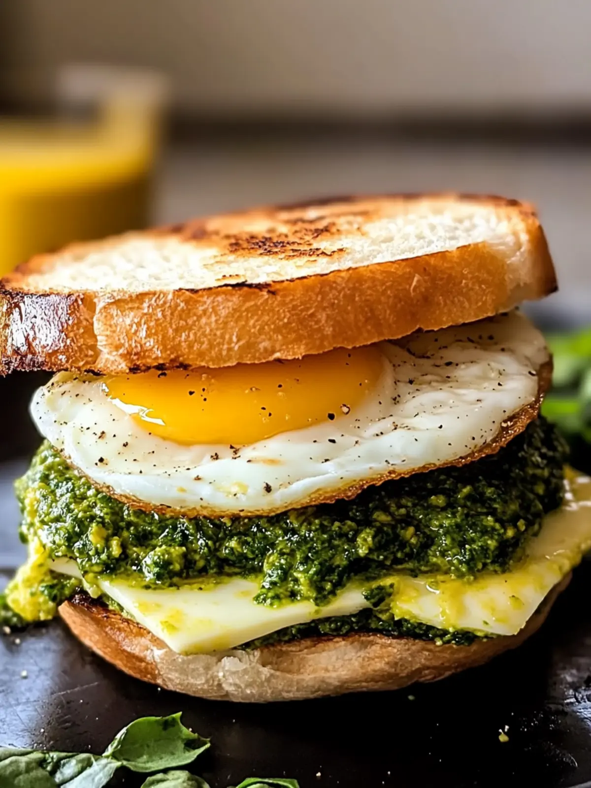 Delicious Pesto Egg Breakfast Sandwich